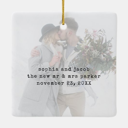 Rustige schrijfmachine | Foto van Merry en Married Keramisch Ornament (Achterkant)