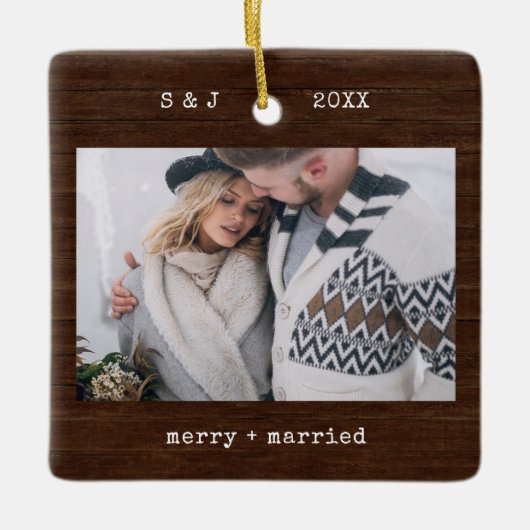 Rustige schrijfmachine | Foto van Merry en Married Keramisch Ornament (Voorkant)