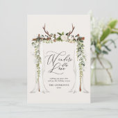 Rustige schuur met bladerbladeren met bladerdak ch save the date (Staand voorkant)