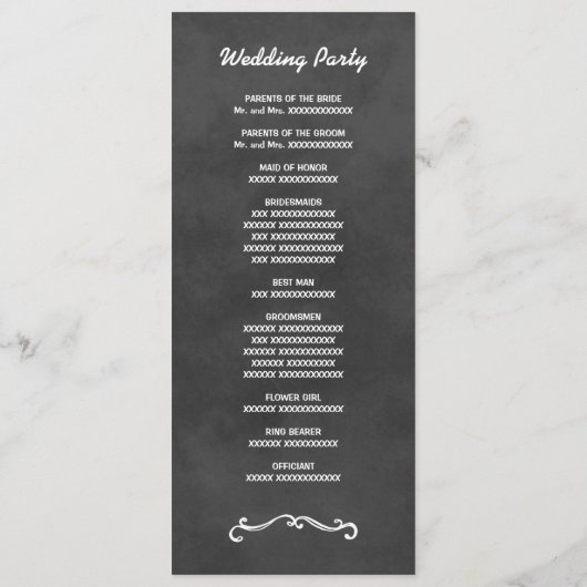 Rustige Script Chalkboard Wedding Black Ceremony Programma (Achterkant)