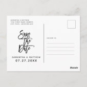 Rustige Script Couple Photo Beach Save the Date Briefkaart (Achterkant)