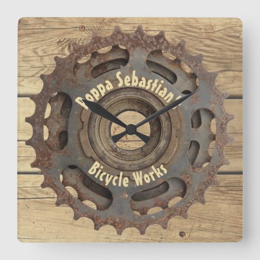 Rustige Sjabloon tandwiel met tandwiel Vierkante Klok (Voorkant)