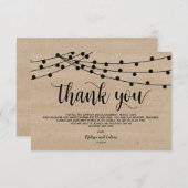 Rustige snaarlichten bruiloft Dank u kaartontwerp Informatiekaartje (Voorkant / Achterkant)