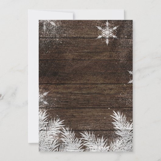 Rustige sneeuwvlokken winterbruiloft kaart (Achterkant)