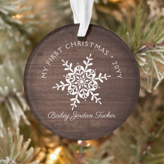 Rustige Snowflakes Baby eerste kerstgeboorte Stat Ornament (Boom)
