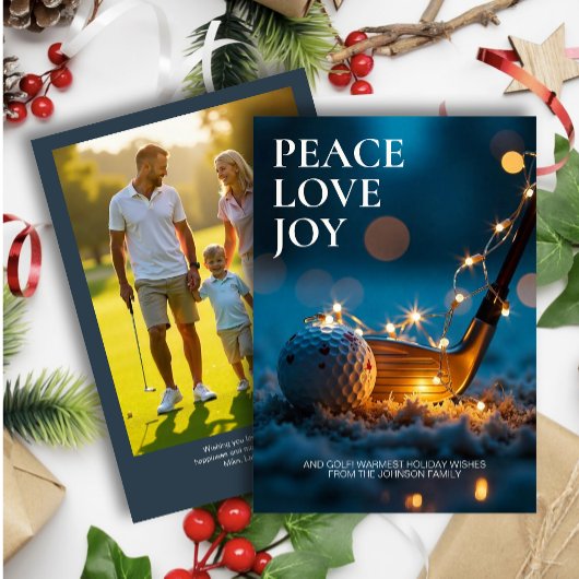 Rustige Snowy Night Golf Kerstfoto Feestdagenkaart