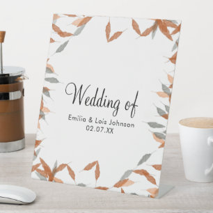 Rustige springende lef-pampas drijvende bruiloft reclamebord met voetstuk