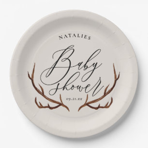 Rustige stag antlers baby shower party papieren bordje