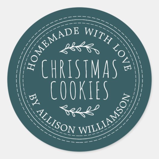 Rustige startende kerstkoekjes Diep Blauwgroen Ronde Sticker (Voorkant)