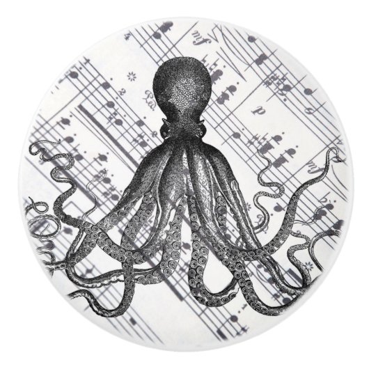 rustige steampunk  octopus keramische knop (Voorkant)