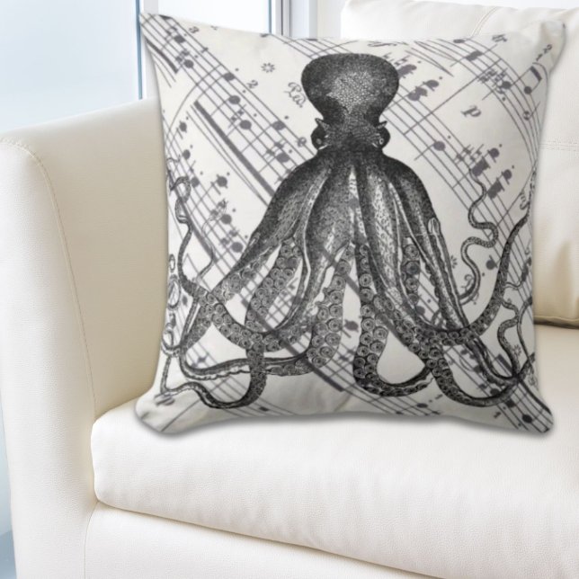 rustige steampunk  octopus kussen (rustic steampunk nautical modern vintage octopus throw pillow)