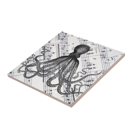 rustige steampunk octopus tegeltje (Zijkant)