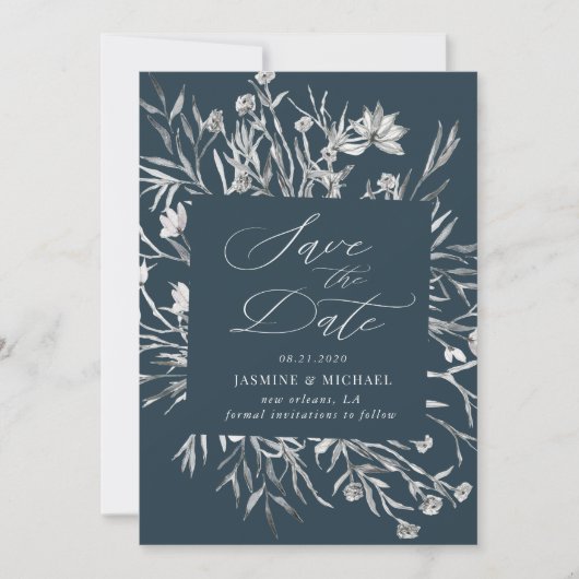 rustige stencil botanisch Save the Date Invitation Kaart (Voorkant)
