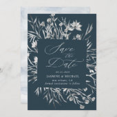 rustige stencil botanisch Save the Date Invitation Kaart (Voorkant / Achterkant)