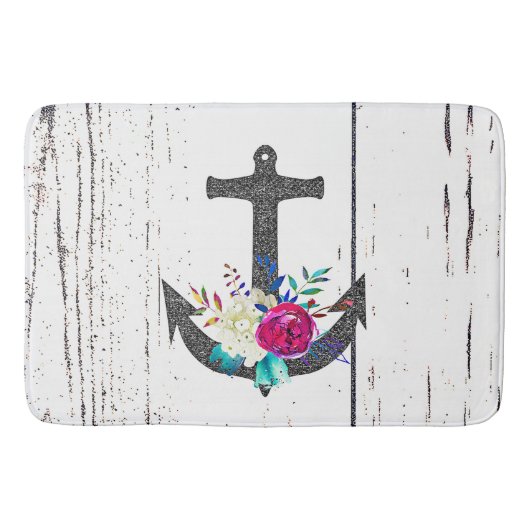 Rustige strand Anchor & Bold Floral Summer Nautica Badmat (Voorkant)