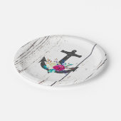 Rustige strand Anchor & Bold Floral Summer Nautica Papieren Bordje (Gekanteld)