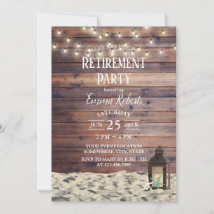 Rustige strand Lantern & Starfish Retirement Party Kaart