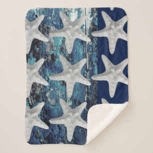 Rustige strand marine Blue Starfish Blanket Sherpa Deken