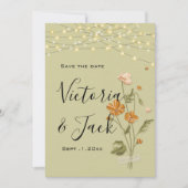 Rustige string licht trendy Floral, sla de data op Kaart (Voorkant)