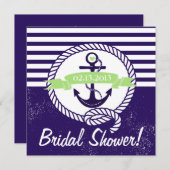 Rustige Stripes Nautical Bridal Shower Uitnodiging (Voorkant / Achterkant)