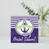 Rustige Stripes Nautical Bridal Shower Uitnodiging (Staand voorkant)