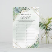 Rustige succulenten greenery gold Baby shower ABC (Staand voorkant)