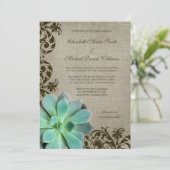 Rustige Succulents Brown Swirls Wedding Kaart (Staand voorkant)