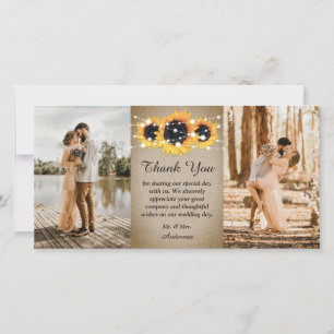 Rustige  Sunflower Burlap Wedding Foto Bedankkaart