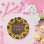 Rustige Sunflower Gold Foil Stippen Graduparty Papieren Bordje (Feest)