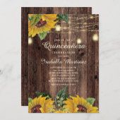 Rustige Sunflower String Light Surprise Quinceaner Kaart (Voorkant / Achterkant)