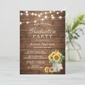 Rustige Sunflower String Lights Graduparty Kaart (Staand voorkant)