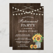 Rustige Sunflower String Lights Retirement Party Kaart (Voorkant / Achterkant)