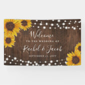 Rustige Sunflower String Lights Wedding Spandoek (Horizontaal)