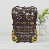 Rustige Sunflower String Lights Wood I DO BBQ Kaart (Staand voorkant)