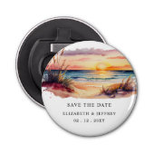 Rustige Sunset Beach Save the Date Magnet Button Flesopener (Voorkant)