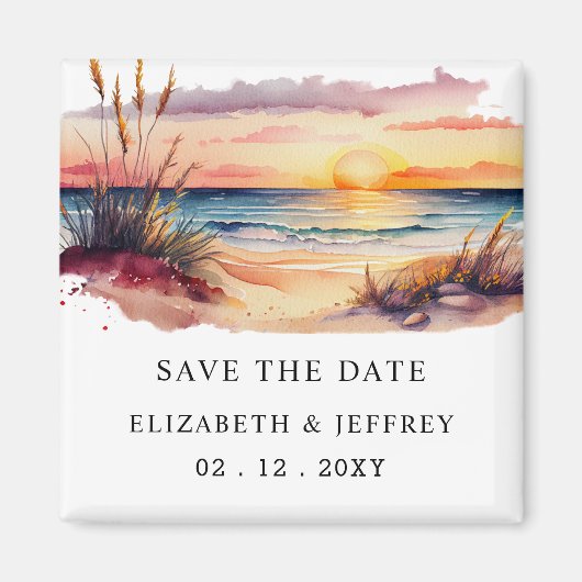 Rustige Sunset Beach Save the Date Magnet Magneet (Voorkant)