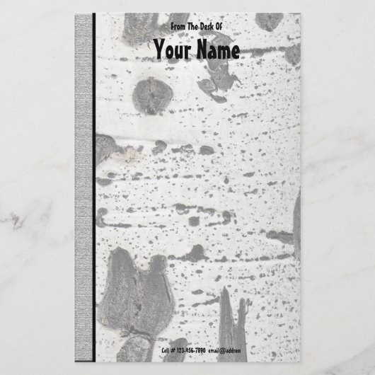 Rustige textuur White Quaking Aspen Bark Photograp Briefpapier (Voorkant)
