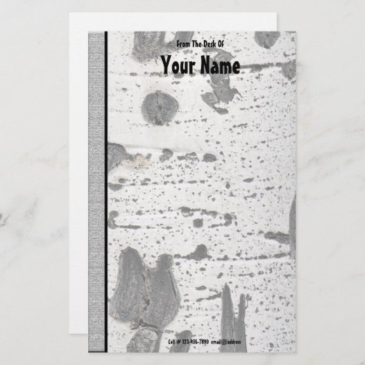 Rustige textuur White Quaking Aspen Bark Photograp Briefpapier (Voorkant / Achterkant)