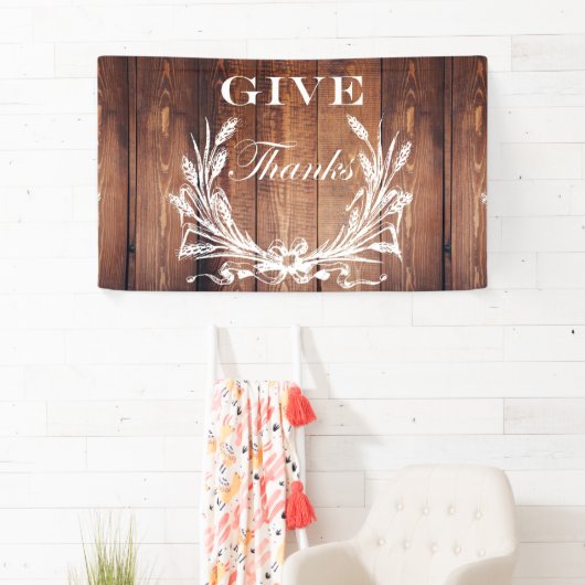rustige Thanksgiving met schuurhout geeft bedankt Spandoek (Insitu)