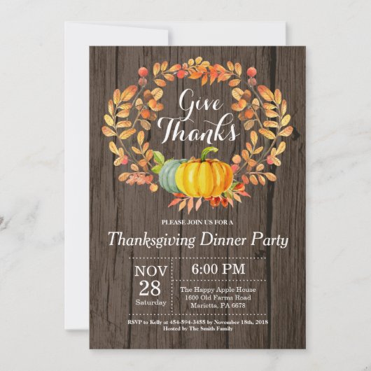 Rustige Thanksgiving Najaar Herfst Dinner Party Kaart (Voorkant)