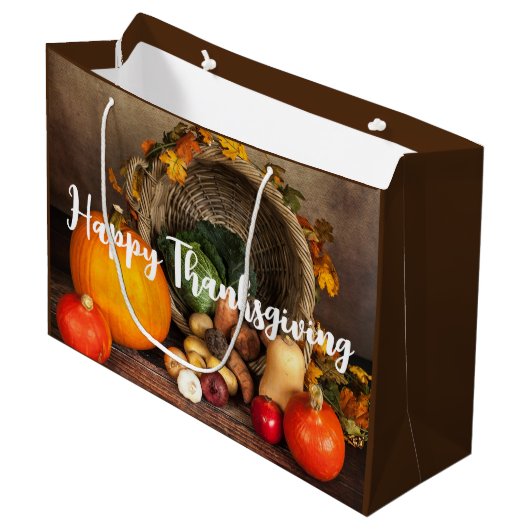 Rustige Thanksgiving Tafel Bounful Harvest Groot Cadeauzakje (Voorkant Gekanteld)