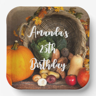 Rustige Thanksgiving Tafel Bounful Harvest Papieren Bordje
