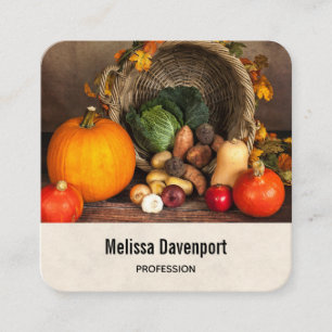 Rustige Thanksgiving Tafel Bounful Harvest Vierkante Visitekaartje