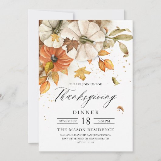 Rustige Thanksgiving - Uitnodiging voor pompoen (Voorkant)