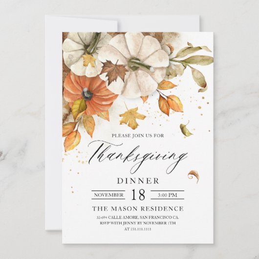 Rustige Thanksgiving - Uitnodiging voor pompoen (Voorkant)