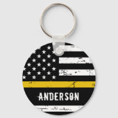 Rustige Thin Gold Line Vlag Aangepaste Verzender Sleutelhanger (Voorkant)