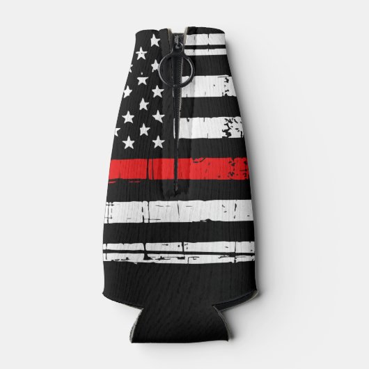 Rustige Thin Red Line Persoonlijke brandweerman Flesjeskoeler (Achterkant)