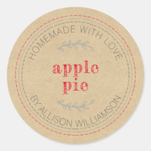 Rustige Thuisgebakken Bakwaren Appeltaart Kraftpap Ronde Sticker