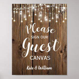 Rustige touwlichten gastendoek bruiloft bord poster