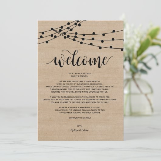 Rustige touwlichten Onthaal van het Weddenschap en Programma (Staand voorkant)